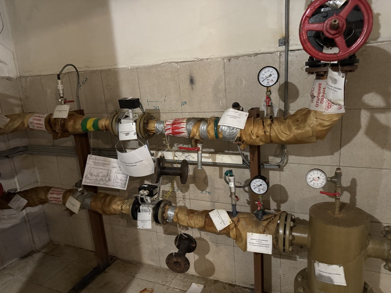 Элеваторный узел отопления с трубопроводами и запорной арматурой в Московской области